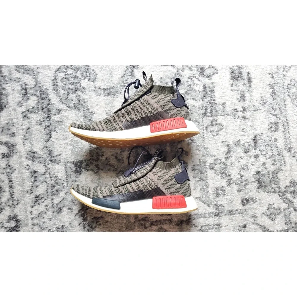 Adidas NMD TS1 Primeknit Shoes Night Cargo Base Green Black Sneakers Men's Sz 10 - Picture 5 of 11